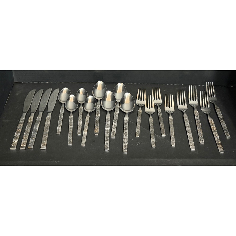 20 Pc VTG EKCO Eterna Montalo MCM Flatware Japan Stainless Service 4